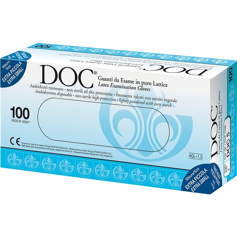 Rękawica lateksowa naturalna, drobno sproszkowana skrobią roślinną doc - 100 szt.