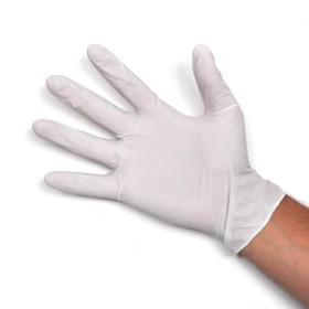 Luva feita de látex natural, finamente pulverizada com amido vegetal doc - 100 pedaços.