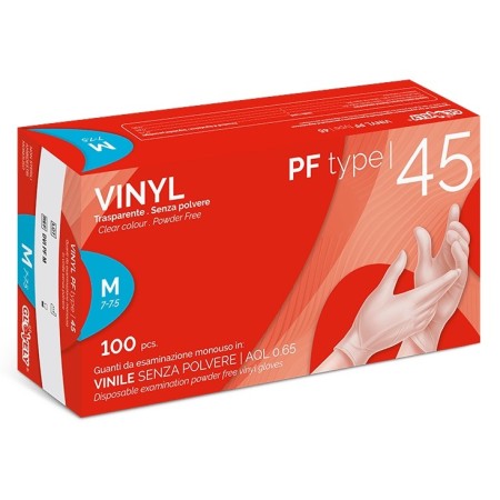 Gants jetables en vinyle non poudrés vinyl pf - 100 pcs.