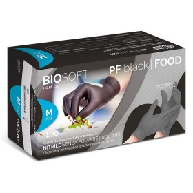 Wegwerp zwarte nitril handschoenen zonder poeder biosoft pf zwart food - 100 stuks