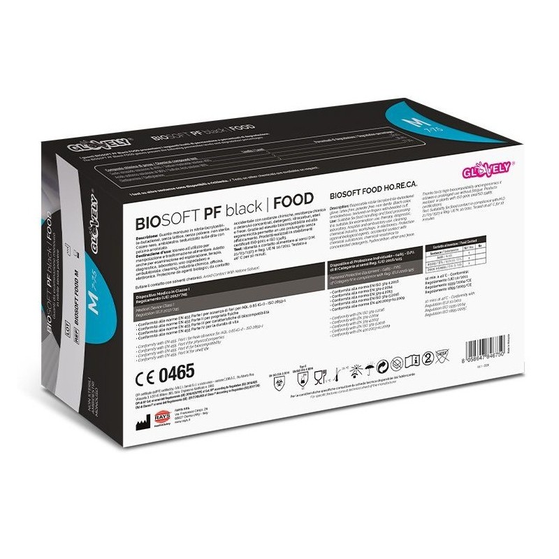 Rękawiczki jednorazowe nitrylowe czarne bezpudrowe biosoft pf czarne food - 100 szt.
