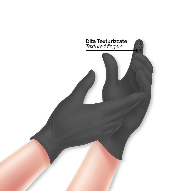 Disposable nitrile gloves black powder free biosoft pf black food - 100 pcs