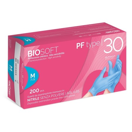 Guanti in nitrile senza polvere biosoft pf type 30 - 100 pz