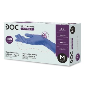 Gants jetables en nitrile bleu powder free doc zeroveloforte - 100 pcs.