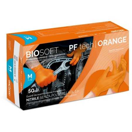 Jednorázové rukavice z nepudrovaného pomerančového nitrilu GLOVELY BIOSAFE PF tech orange - 50 ks