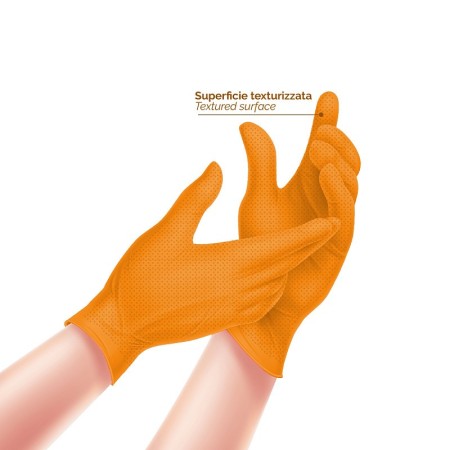 Gants jetables en nitrile orange non poudré glovely biosafe pf tech orange - 50 pcs
