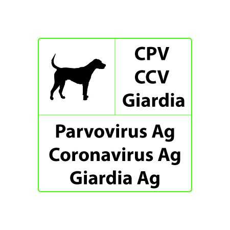 Test rapido veterinario CPV+CCV+Giardia per Parvovirus, Coronavirus, Giardia - 10 test