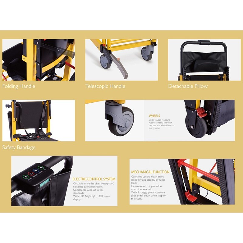 Skládací elektrické schodišťové křeslo sedan