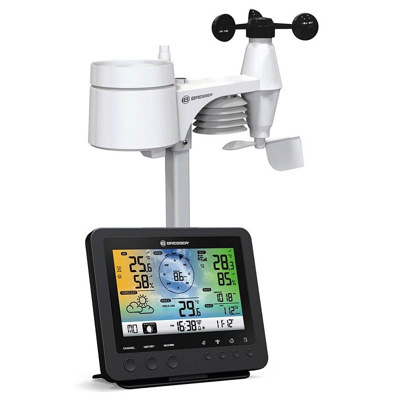Bresser wlan-farb-wetterstation mit professionellem 5-in-1-sensor, schwarz