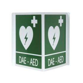 Double aluminium aed/aed warning sign 34x36 cm for defibrillators