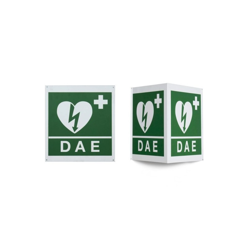 Double-sided defibrillator wall sign