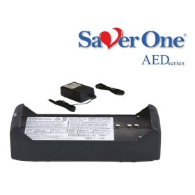 Battery charger station for biphasic aed
