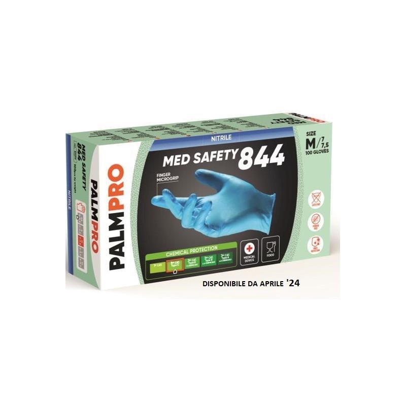 Jednorazowe bezpudrowe rękawiczki nitrylowe palmpro med safety 844 - 100 szt.