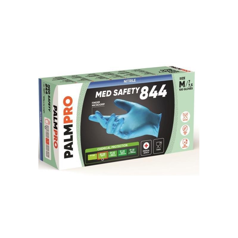 Palmpro med safety 844 guantes desechables de nitrilo sin polvo - 100 uds.