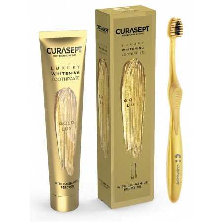 Curasept Gold Luxusní bělící zubní pasta 75 ml + zubní kartáček