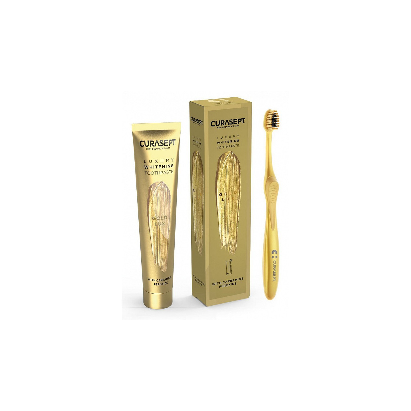 Curasept Gold Luxury Wybielająca pasta do zębów 75 ml + szczoteczka do zębów