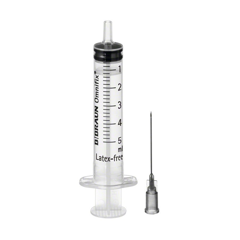 B.braun seringue omnifix 5 ml luer central - aiguille 22gx30mm - 100 pcs.
