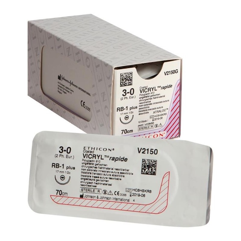 Szew wchłanialny w 42 dni ethicon vicryl rapid v2150g - igła 3/0 17 mm