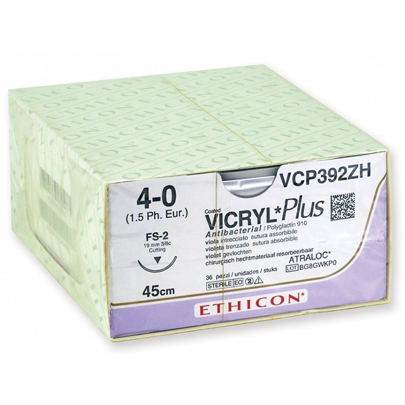 Ethicon vicryl plus felszívódó varrat 56-70 nap alatt vcp392zh - 4/0 tű 19 mm