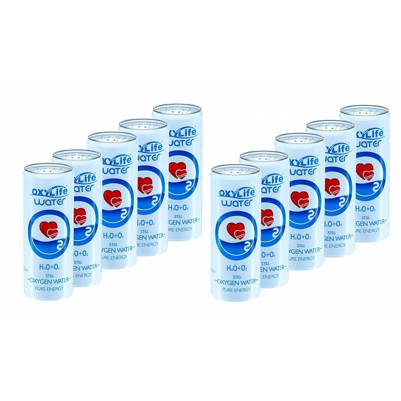 Oxylife water - acqua di alta qualità con ossigeno puro (120 mg/l) - 250 ml - 10 lattine