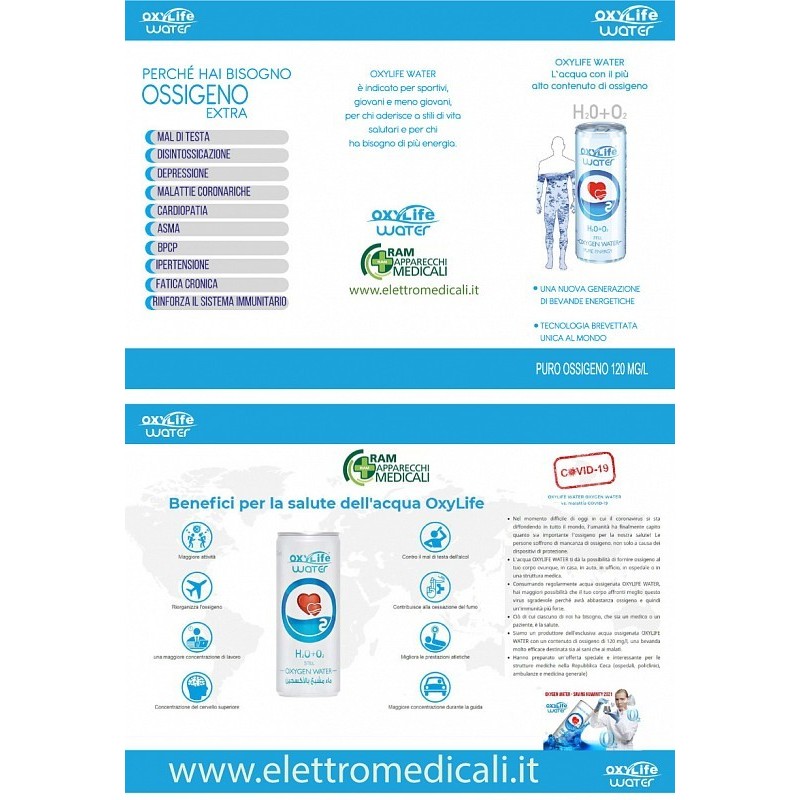 Oxylife water - vysoce kvalitní voda s čistým kyslíkem (120 mg/l) - 250 ml - 10 plechovek