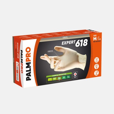Gants jetables en vinyle non poudré emvs - palmpro expert 618 - 100 pcs.