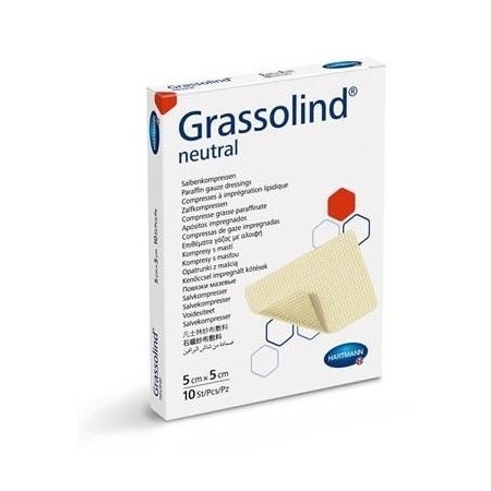 Grassolind aderezo de algodón con ungüento graso 5 x 5 cm - 10 uds.