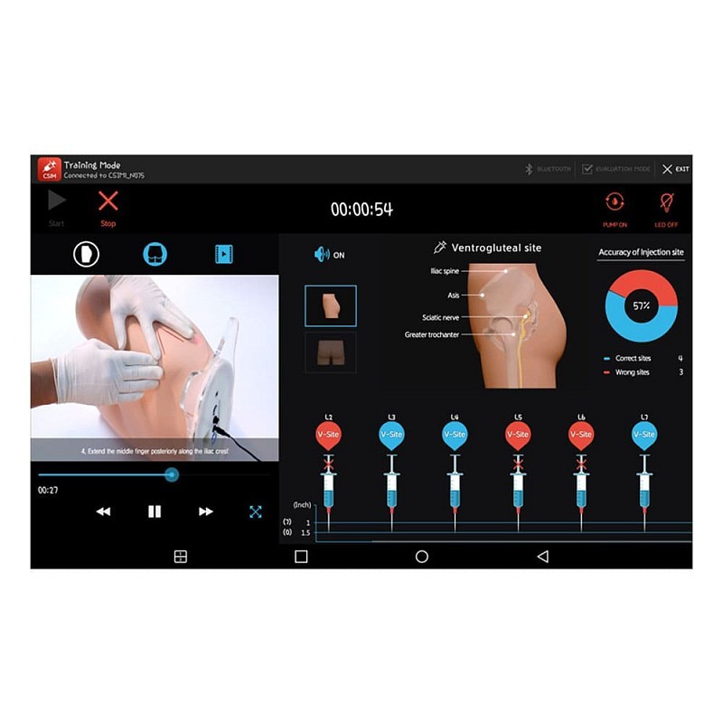 Simulateur d’injection intramusculaire avec retour d’information et tablette inclus