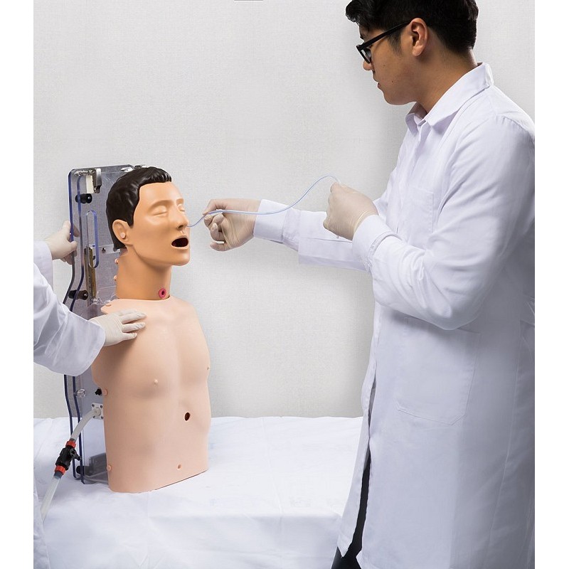 Lékařský simulátor pro asistované vedení krmení, peg, nasogastrické sondy a tracheostomie