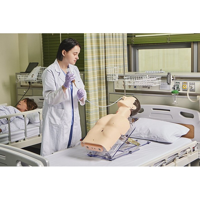Medical simulator for assisted feeding management, peg, nasogastric tube and tracheostomy