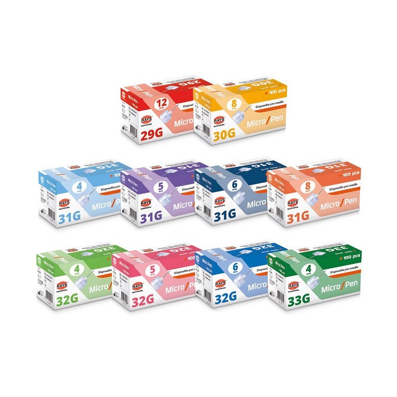 Micro pen aiguilles pour stylo à insuline stériles 32g x 4mm - 100 pcs.