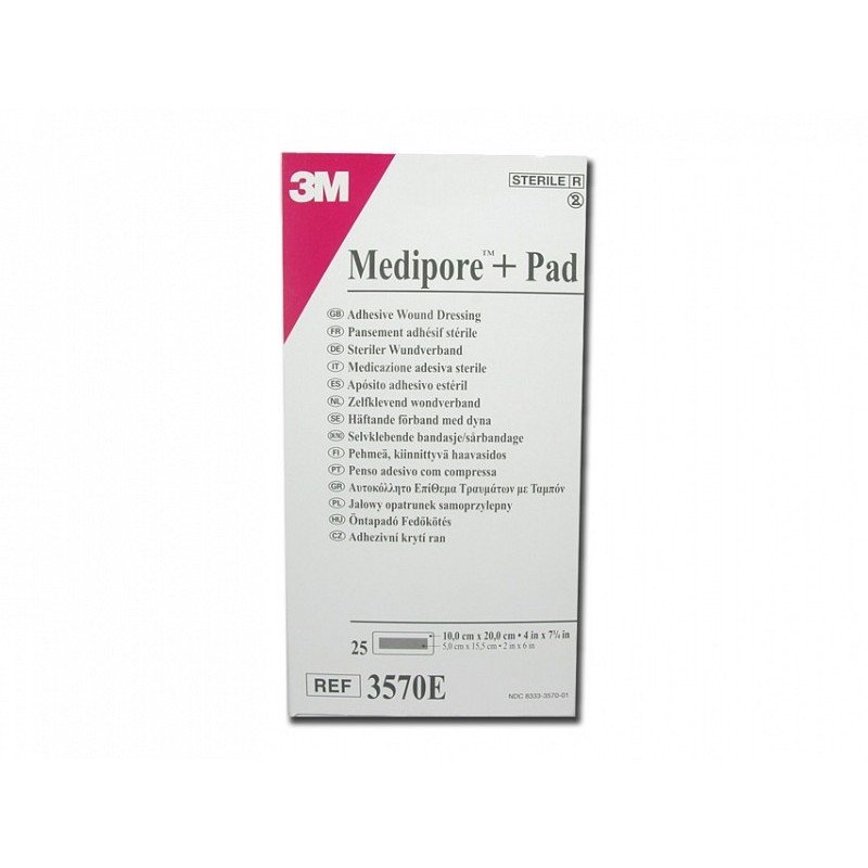 3m medipore + pad steriel vliesverband met pad, 3570e - 10x20cm - 25st.