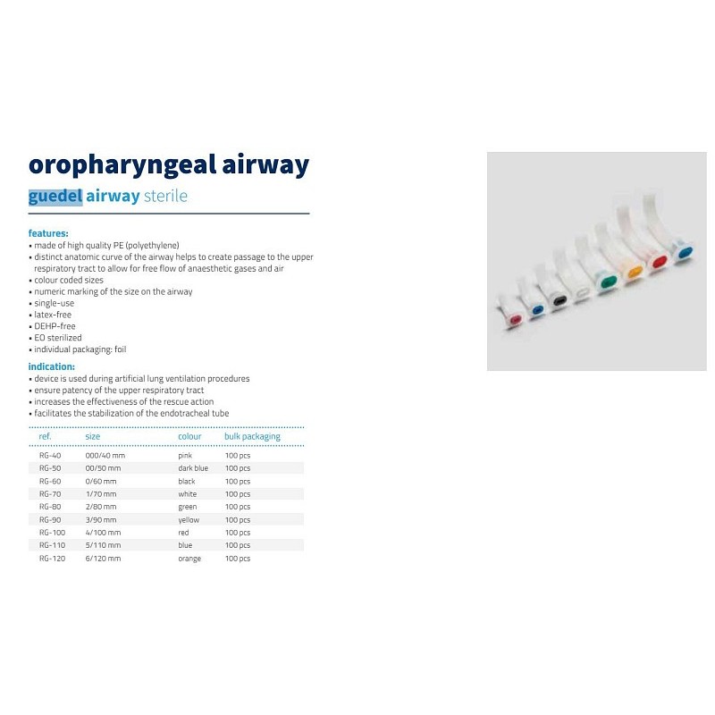 Sterile guedel cannulas mis. 000 - 40 mm - very small - pack 1 pc.