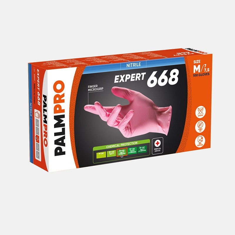 Jednorázové nitrilové rukavice bez pudru emnp - palmpro expert 668 - 100 ks.