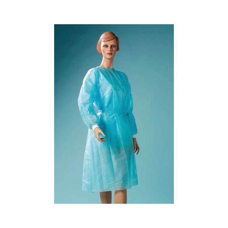 Beschermende jas in ademende polyethyleen non-woven stof met manchet - 10 stuks