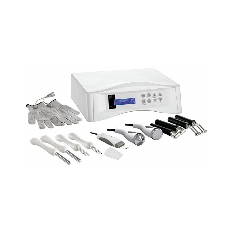 Multiequipment 5 in 1 con guanto alta conducibilità, biolifting, ultrasuoni, galvanico e peeling ultrasonico
