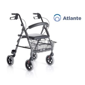Foldable rollator in painted aluminum - 4 wheels - with upholstered seat - atlante