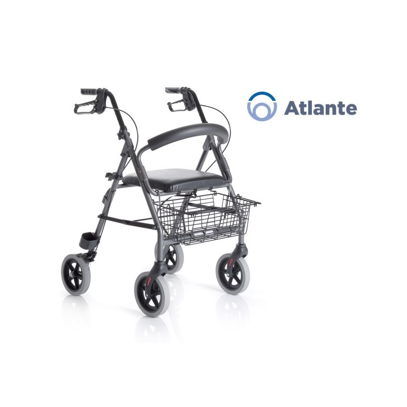 Foldable rollator in painted aluminum - 4 wheels - with upholstered seat - atlante