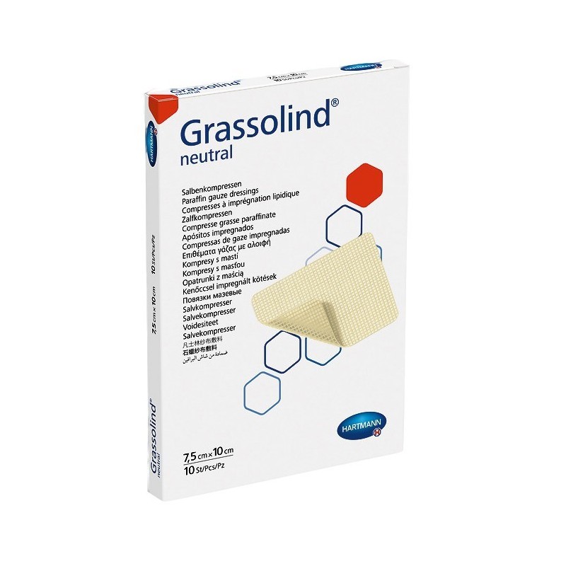 Grassolind medicazione in cotone con pomata grassa 7,5 x 10 cm - 10 pz.