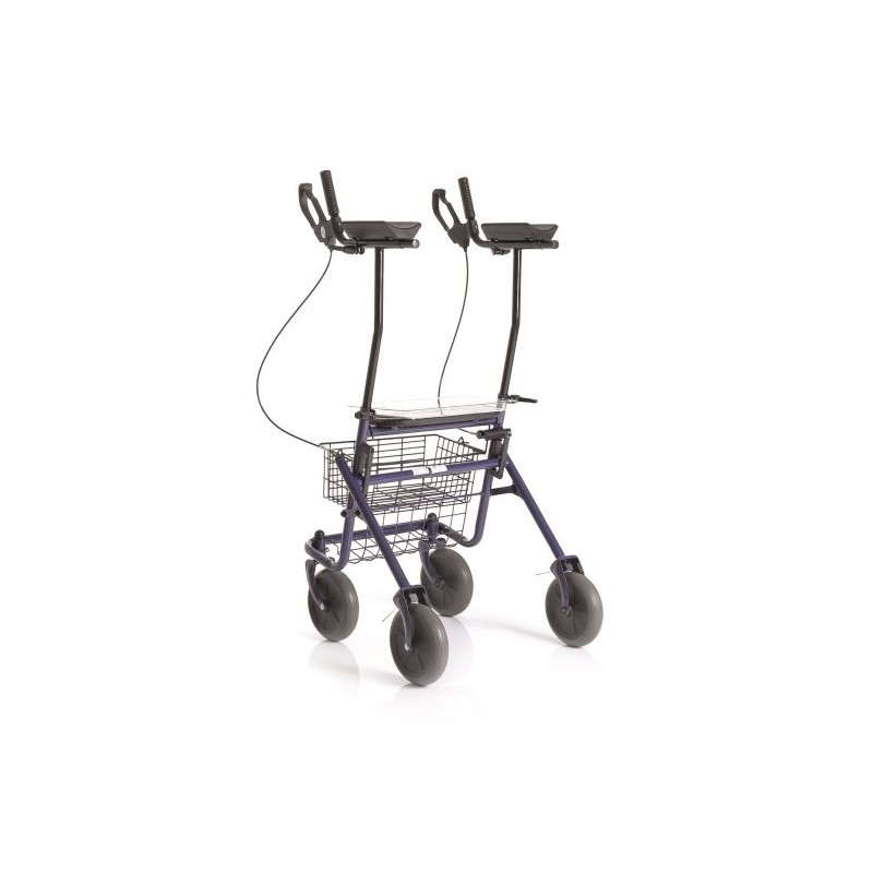 Rollator pieghevole in acciao verniciato - 4 ruote con appoggio antibrachiale - era