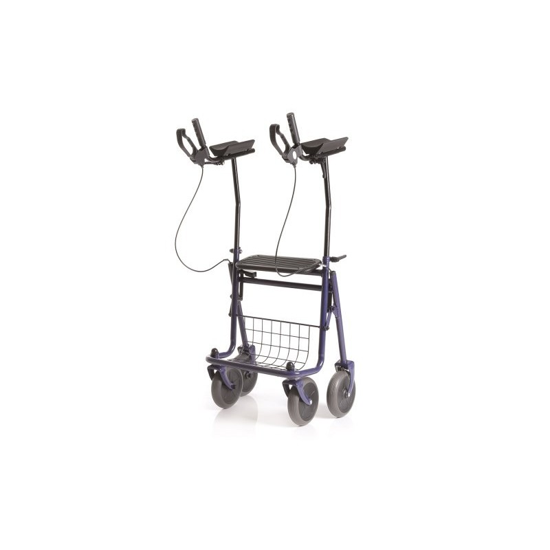 Rollator pieghevole in acciao verniciato - 4 ruote con appoggio antibrachiale - era