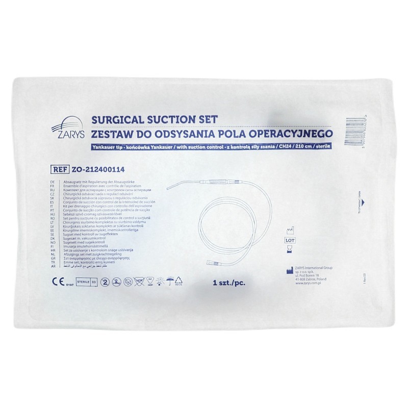 Yankauer kit d’aspiration pour champ opératoire ch24 210 cm avec commande d’aspiration