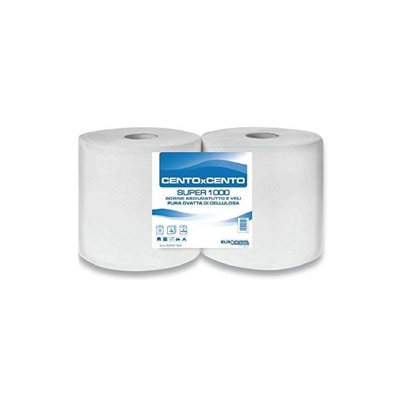 Super1000 2 rouleaux de 2 plis de cellulose pure