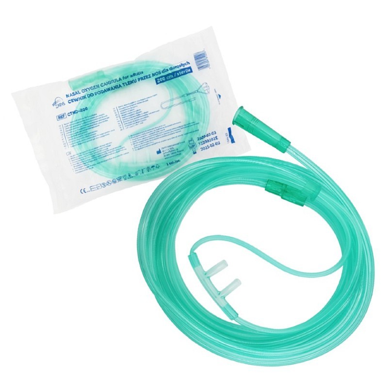 2 m oxygen tube with fittings and retronuchal nasal cannula