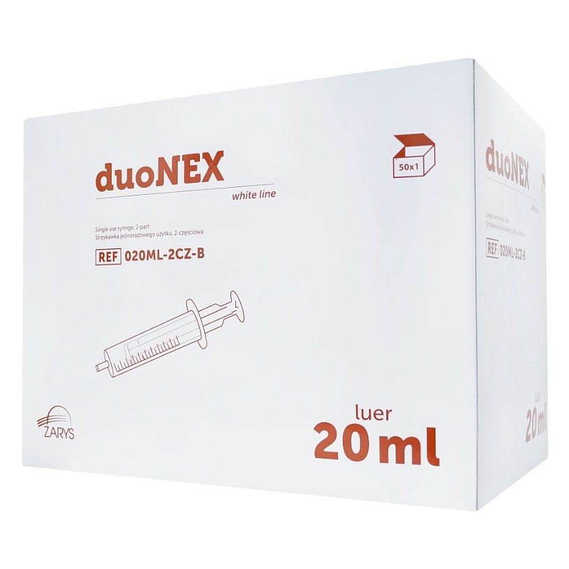 Nadellose spritze 20 ml duonex mit exzentrischem luer-konus - 50 stück