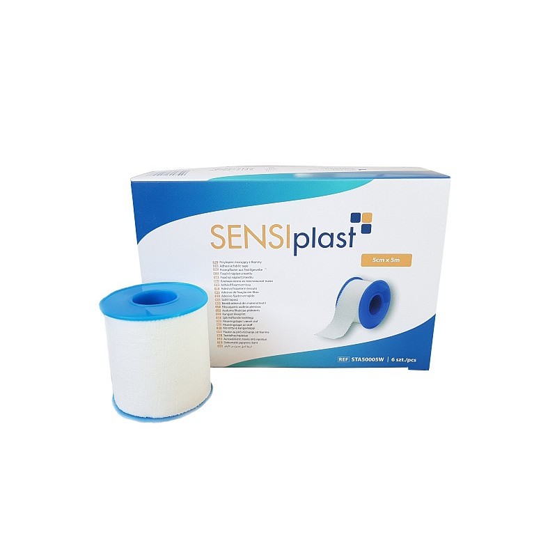 Sensiplast rolă de plasture textilă albă 5cm x 5m - 6 role, dimensiune 5cm x 5m - 6 role