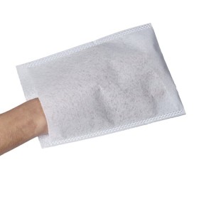 Luva molton sem sabão para limpeza de pacientes - 50 unidades.