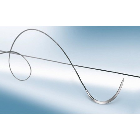 Silkam suture non assorbibili in seta, ago doppio 3/8 di precisione 7mm, usp 7/0 - filo nero 45cm - 36 pz.