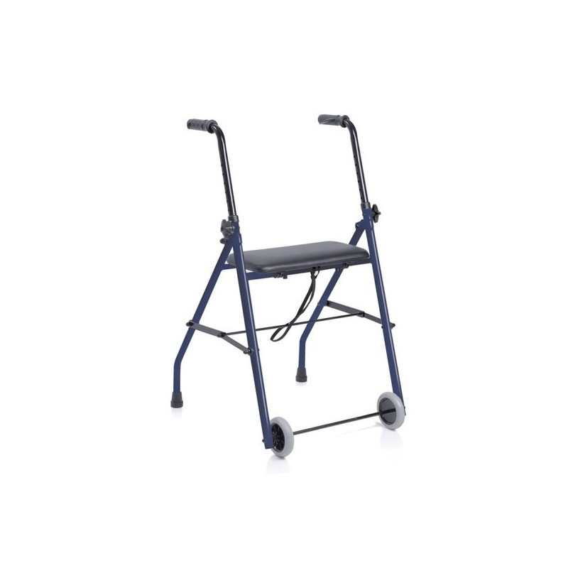 Painted steel folding rollator - 2 wheels with seat - nettuno