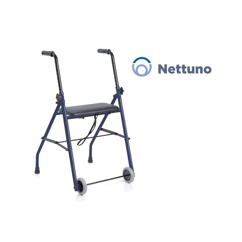 Andador plegable de acero pintado - 2 ruedas con asiento - nettuno